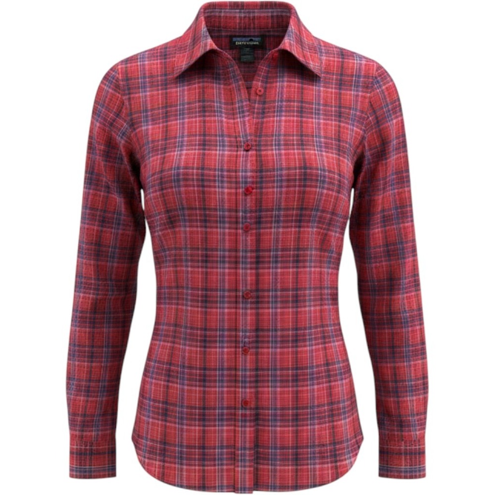 Duluth Trading Co Womens XL Red Plaid Free Swingin Flannel Stretch Button Up